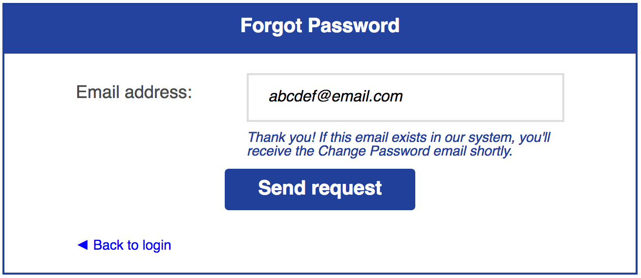 Forgot Password Email Sent