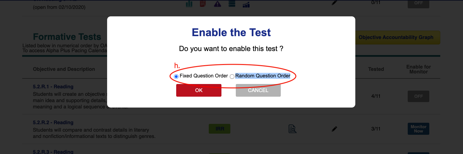 Formative Tests - Question Order